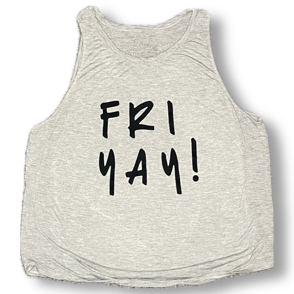 Gray Tank Top with Black 'FRI YAY!' Print